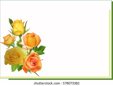 illustration with bunch of rose flowers isolated on white background