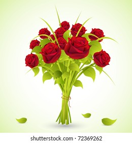 illustration of bunch of roses in a bouquet on abstract background