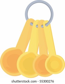 Ilustración de un montón de cucharas sobre fondo blanco
