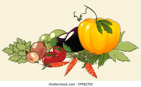 Illustration with bunch of vegetables
