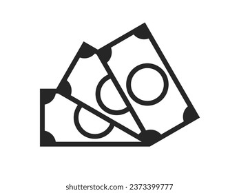 Ilustración de un conjunto de billetes icono (dibujo de líneas).