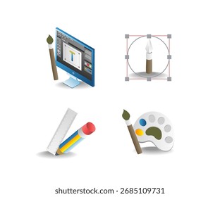 Paquete de ilustración con tema creativo de la industria digital