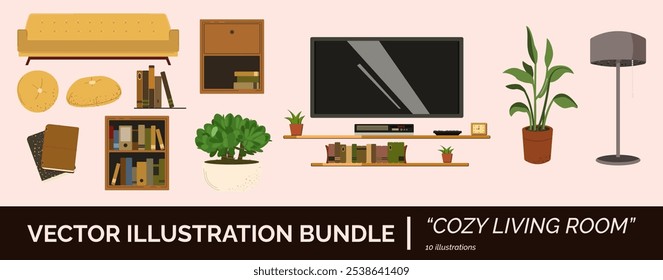 Illustration Bundle of Living Room Furniture. Some simple vector illustration that would perfect for social media post, flyer, poster and more