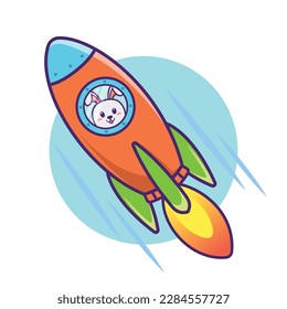 illustration of bunny carrot rocket.