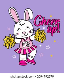 ILLUSTRATION BUNNY CHEERLEADER AND STARS