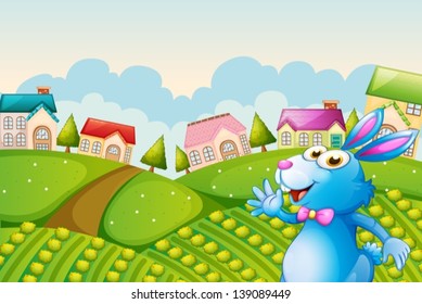 Ilustración de un conejito en el campo