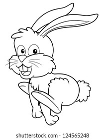 Illustration of bunny rabbit cartoon - Coloring book