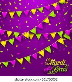 Illustration Bunting Background for Mardi Gras, Poster for Fat Tuesday - Vector