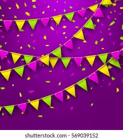 Illustration Bunting Background for Mardi Gras, Poster for Fat Tuesday - 