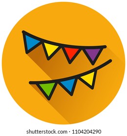 Illustration of bunting circle orange flat icon