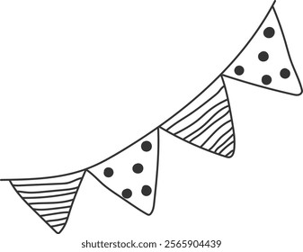 An illustration of a bunting with distinctive hand drawn lines