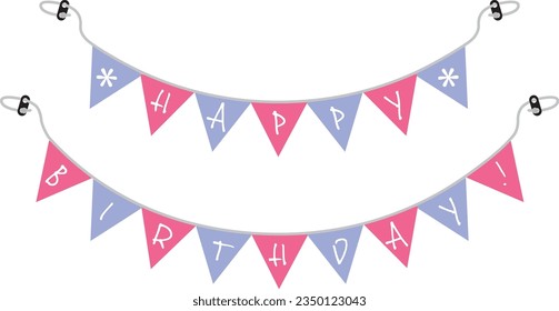 Illustration of the bunting of happy birthday