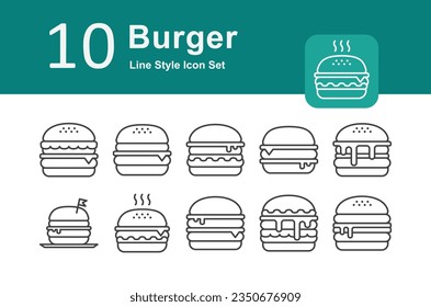 Illustration of Burger Collection design Line Icon. Burger Outline Icon Pack. Set of Burger Line Icon