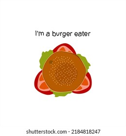illustration of a burger eater for t-shirts