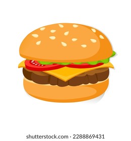 ilustración de una hamburguesa con una llama. para el restaurante de hamburguesas o cualquier negocio relacionado con la hamburguesa.