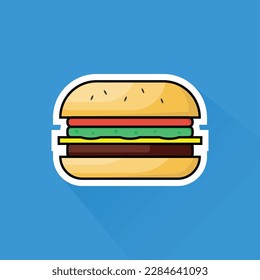 Illustration of Burger in Flat Design