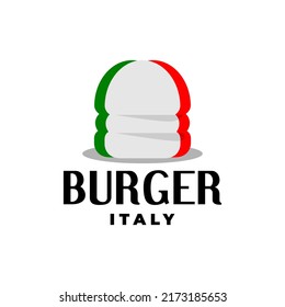 illustration of a burger forming an italian flag. for any business related to burger.