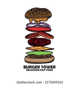 illustration of burger and fries design logo vector
