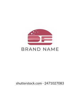 ILLUSTRATION BURGER LETTER DF SHAPE LOGO ICON FLAT COLOR TEMPLATE SIMPLE MINIMALIST ELEMENT DESIGN SIMPLE VECTOR GOOD FOR APPS, BRAND 