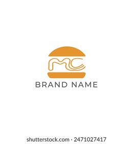 ILLUSTRATION BURGER LETTER MC SHAPE LOGO ICON FLAT COLOR TEMPLATE SIMPLE MINIMALIST ELEMENT DESIGN SIMPLE VECTOR GOOD FOR APPS, BRAND 