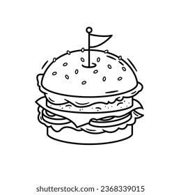 The Illustration of Burger Line Art