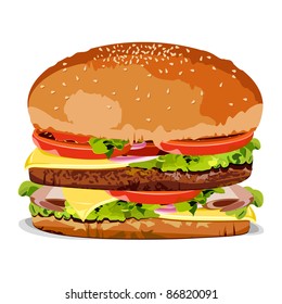 illustration of burger on an isolated background