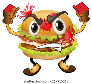 Illustration eines Burgers auf weißem Hintergrund
