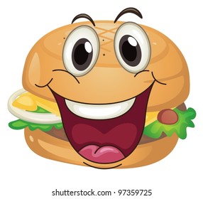 ilustración de una hamburguesa en un fondo blanco