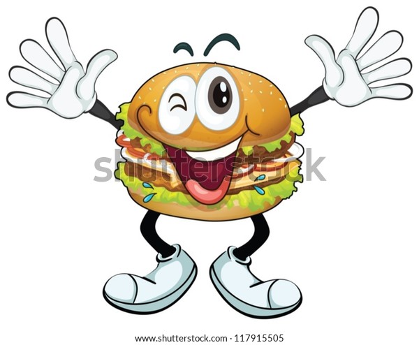 Illustration Burger On White Background Stock Vector (Royalty Free