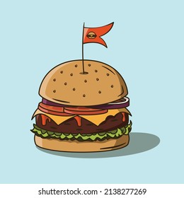 illustration of burger with shadows and highlights