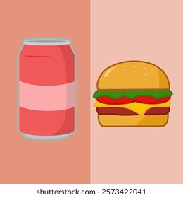 illustration of burger and soda drink