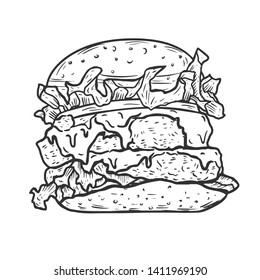 illustration of a burger, vector drawing