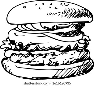 illustration of a burger, vector drawing