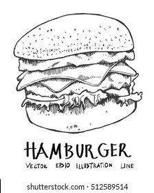 illustration of a burger  vector drawing