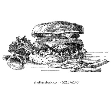illustration of a burger, vector drawing