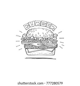 illustration of a burger, vector drawing