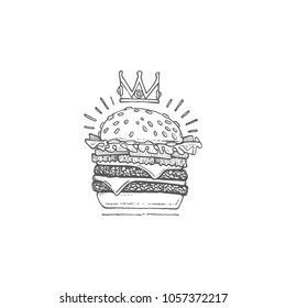illustration of a burger, vector drawing, royal choice