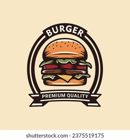 Illustration of Burger Vintage Logo Design.