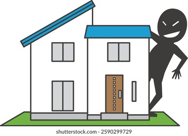 Illustration of a burglar targeting a house