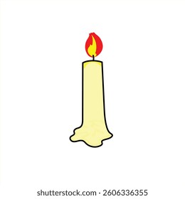 illustration of a burning candle, cartoon, colored, good for your visual elements, vector format