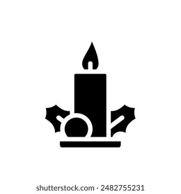 illustration of a burning candle ,christmas decoration	