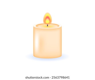 illustration of a burning candle. a candle with fire. lighting. minimalist 3d style design. elements