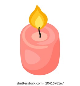 Illustration von brennender Kerze. Icon für Design und Dekoration.