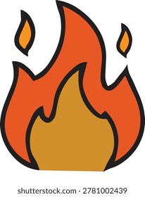 Illustration of a burning cartoon flame