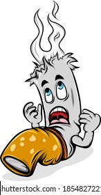 The illustration of the burning cigarette shock because his head emitting the smoke 