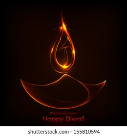 illustration of burning diwali diya on Diwali Holiday background