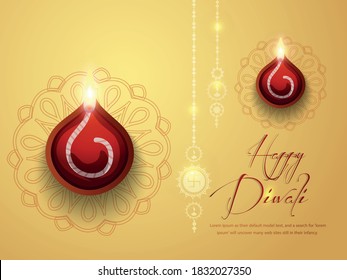 ilustración de la quema de diya para el festival Diwali, hermoso fondo de cabecera con muchas luces para la celebración del festival indio Diwali.