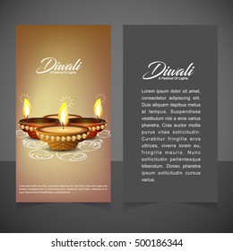 illustration of burning diya on Diwali Holiday background