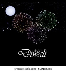 illustration of burning diya on Diwali Holiday background