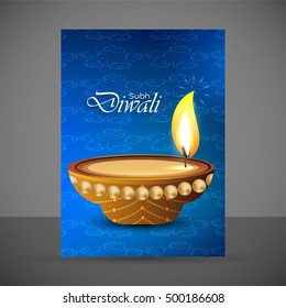 illustration of burning diya on Diwali Holiday background